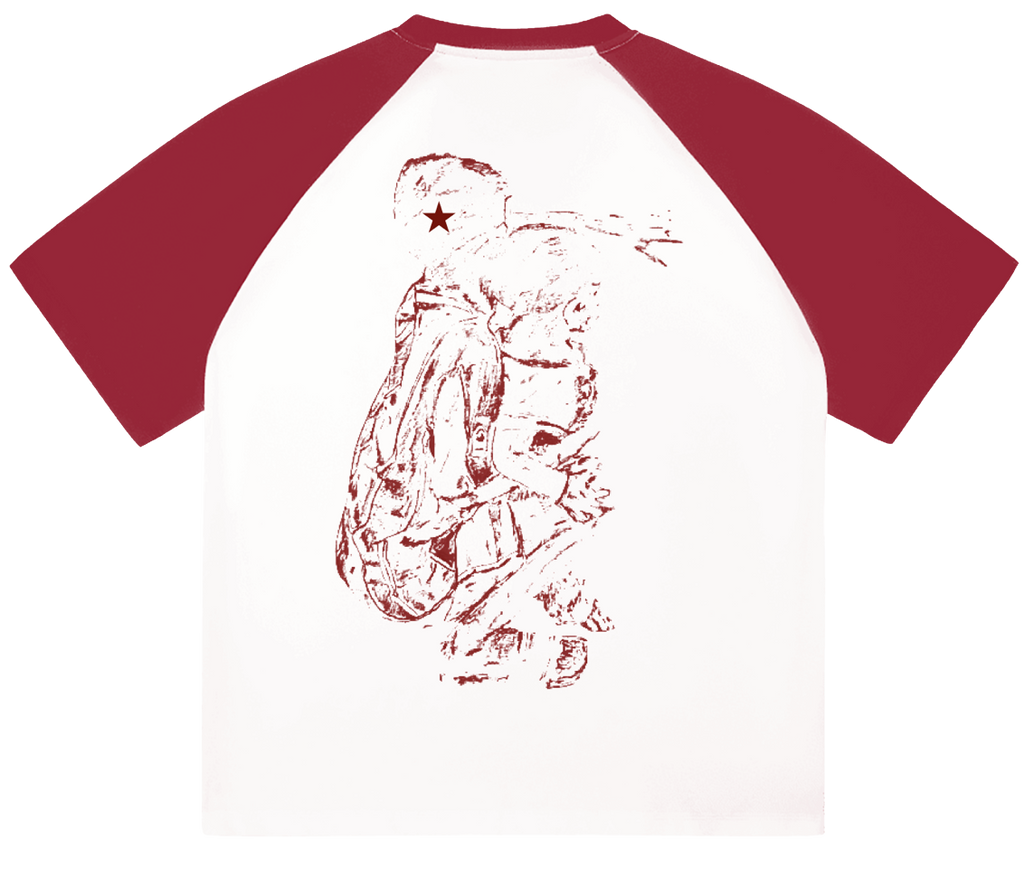 RED RAGLAN T SHIRT