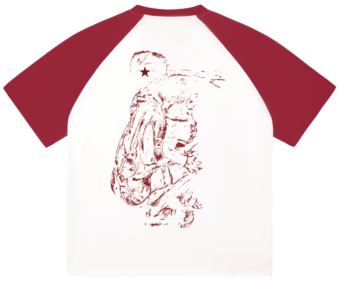 RED RAGLAN T SHIRT